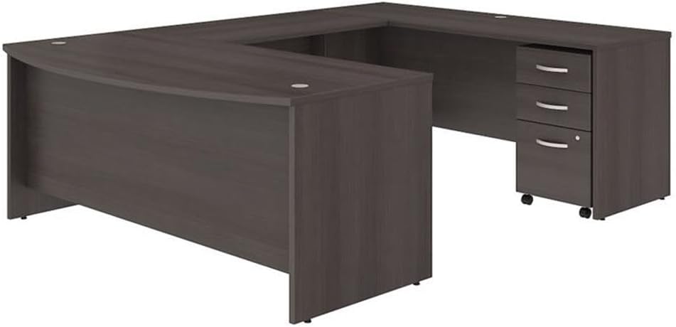 Bush Furniture Studio C U Shaped Desk with Mobile File Cabinet, 72W x 36D, Black Walnut