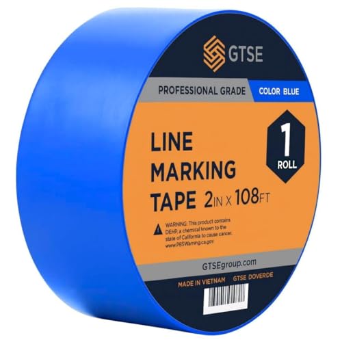 Image of GTSE 2 inch x 108 ft Blue PVC Vinyl Floor Tape, 24 Rolls, Safety Marking Tape, 6 mil Thick, Suitable for Dance Floors, Gyms, Warehouses, Sports Facilities