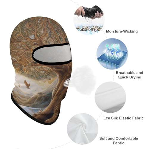 Balaclava para hombre, máscara para esquí y ciclismo, cubreboca de invierno con diseño Árbol de la Vida miniatura 3