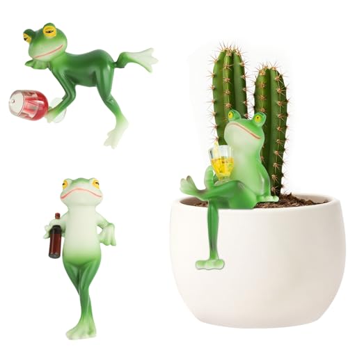 YELKOEYN 3er Set Frosch Garten Deko Draußen – Wetterfeste...