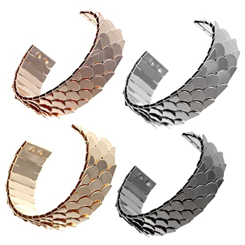 Beavorty 4piezas Pulsera de Escamas de Pez de Metal Brazalete Abierto Ajustable Estilo Punk Pulseras para Mujer Adolescente Diseño de Escamas Brazalete Minimalista para Mujer
