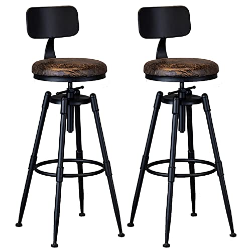 Tabouret rond en métal et cuir PU au design industriel haut de gamme