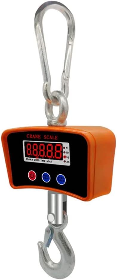 Digital Crane Scale 500KG 1100LB Heavy Industrial Crane Scale LCD Display Intelligent Measurement Tool High Precision Farm Hunting Big Fish Lifting Bow Traction Weight (Orange 1000kg/200g)
