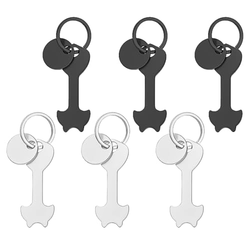 Bettinay 6 PCS Trolley Key Release Tool, Stainless Removable Shopping Trolley Token for Shopping Carts(White, Black)