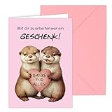 WenmthG Abschiedskarte Kollegen (Klappkarte, inkl. Umschlag), Otter Grußkarte Abschied Danke Jobwechsel Ruhestand, Abschiedsgeschenk Kollegen Kollegin Freunde Mann Frau