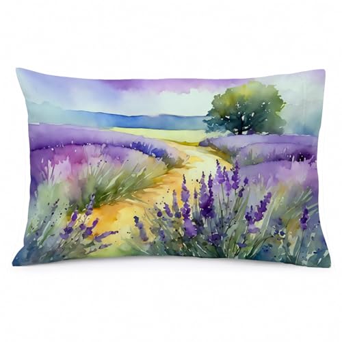 Caroline's Treasures DAC1582PILLOWCASE Lavender in Watercolor Fabric Standard Pillowcase Lightweight Super Soft Easy Care Decorative Artwork Pillowcase, Standard
