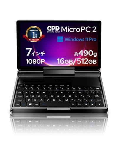 �y���{�l�^�c�̐��K�㗝�X�zGPD MicroPC2 7�C���` �m�[�g�p�\�R�� UMPC Windows11Pro RJ45 HDMI2.1 Type-A Type-C MicroSD ���� ���S����N���X�t (intel Core i3 N300 ������1