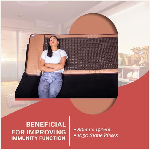 Image of AROGYA 1050 Tourmaline Stone Heating Mat For Back Pain Relief & Muscle Relaxation Far Infrared Heating Mattress Improve Circulation Ems Full Body Massage Therapy Use For Home, Office Clinic