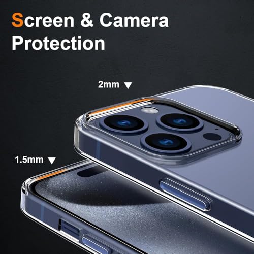 Image of NISHTECH for iPhone 15 Pro Max (2023) Premium Transparent Hybrid Soft Slim Dust Proof Back Case Cover Silicone with Camera Protection