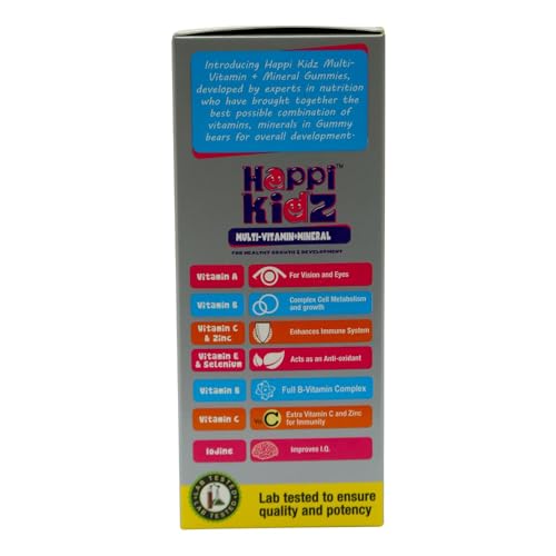 BRITISH LIFE SCIENCES PVT LTD: Nutrition For A Healthy Beginning Happi Kidz Multivitamin + Mineral Gummies For Kids - With 16 Essential Vitamins And Minerals (60 Gummy, Orange &... - Image 3