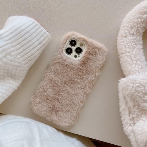 Coque en fourrure chaude pour iPhone 14 Pro avec protection objectif intégrée