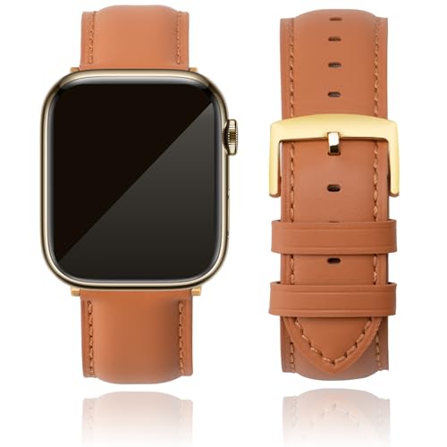 Leather Watch Bands Compatible with Apple Watch 49mm 46mm 45mm 44mm 42mm 41mm 40mm 38mm, Top Grain Leather Replacement Straps for iWatch Series 11 10 9 8 7 6 5 4 3 2 1 SE3/2/1 Ultra3/2/1