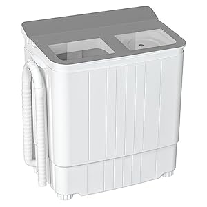 INTERGREAT Portable Washing Machine, 17.6 lbs Mini Small Laundry Washer Combo with Spin Dryer, Compact Twin Tub Washer Machine for Apartments, Dorm, Rv, Camping, Gray