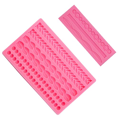 Ericrise 2 Piezas Moldes de Silicona para Decoración de Pasteles, Forma Retro de Perlas Trenzada Cuerda, Moldes para Borde de Tartas DIY