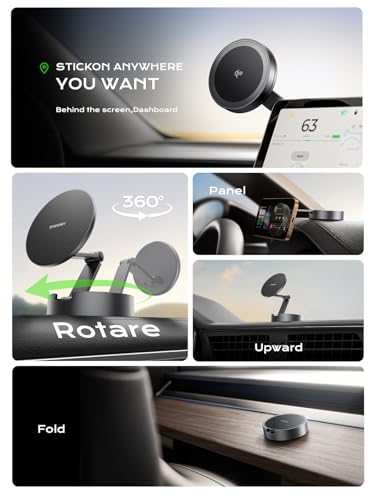 Image of THREEKEY Qi2 Certified Magnetic Car Mount Charger Lite,Car Wireless Charger,15W Fast Charging,Retractable Phone Holder with 360Rotation,Car Mount for iPhone17-12&Galaxy S25 Ultra