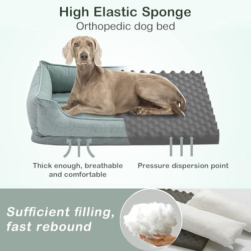 LilyAbeille Hundebett, Katzenbett, Orthopädische Hundebetten Waschbar für Kleine Hunde, Abnehmbar, Flauschig, Bissfest Hundekorb Hundesofa Katzenkorb (60 * 50 * 20 cm, Grün)