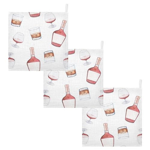 Image of vvfelixl Whiskey Bottles Glasses Baby Burp Cloths Baby Muslin Washcloths for Boys Girls Cotton Baby Face Towel for Newborn Infants Soft and Absorbent 11.8 X 11.8 in, 5 Pack