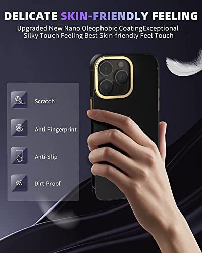 Image of eller sante SAN Pedro Frosted for iPhone 14 Pro Case Cover, 6 Feet Drop Protection, Shockproof, Scratch Resistant, Slim, Thin, Compatible with iPhone 14 Pro Back Cover - Black & Gold