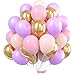 PartyWoo Purple Pink Gold Balloons, 60 pcs 12 Inch Purple Balloons, Light Pink Balloons, Gold Metallic Balloons and Pink Balloons, Purple Pink Balloons for Princess Birthday Party, Purple Baby Shower