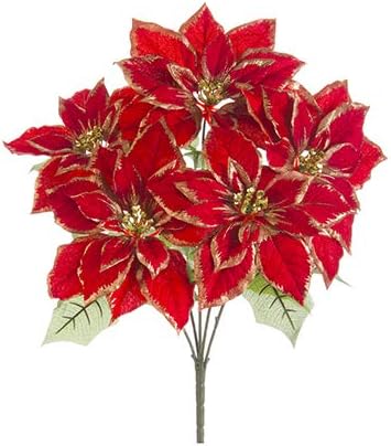 19.5" Metallic Poinsettia Bush x5 (pack of 6)