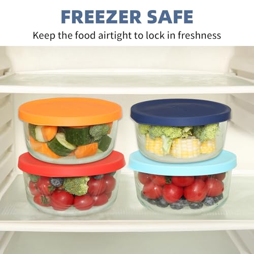 Replacement Lids for Pyrex 7202-PC 1 Cup, Silicone Round Storage Cover Lid for Anchor Hocking Glass Bowl 2 Pack Dark Blue - image 4