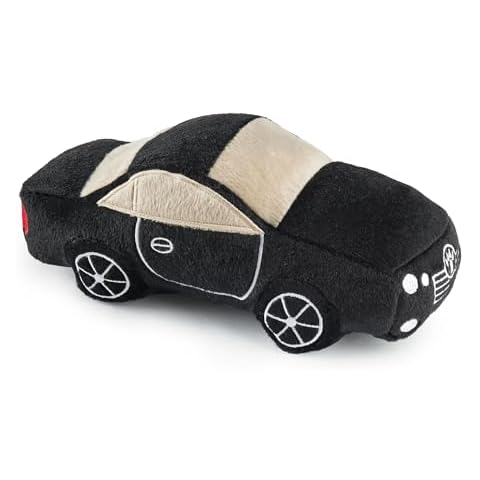 Haute Diggity Dog Furcedes Car Toy, Plush Designer Dog Toys with Interactive Squeaker, Stimulating Pet Enrichment, Machine-Washable & Safe Materials for All Breeds, One Size Cover