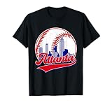 Retro Baseball Player Lover Atlanta Distressed Game Day T-Shirt