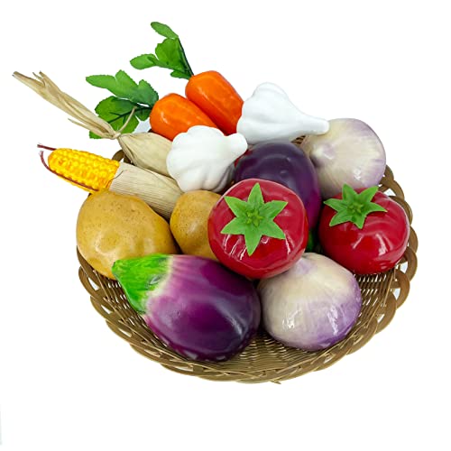 Lorigun 14 Pcs Artificial Vegetables, Fake Vegetables Decoration Lifelike Display Vegetables Food Simulation Vegetables For Kitchen Artificial Fake Carrots Corn Potatoes Onion Tomato Eggplant Garlic #TOP2