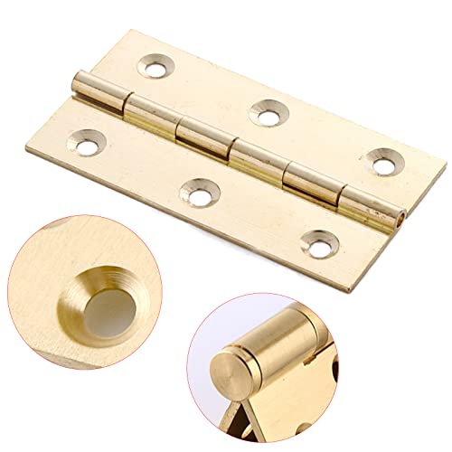 Cheerock 4Pcs 2 Inch Gold Cabinet Door Hinges, Durable Brass Folding Butt Hinges, Surface Polishing Mini Bifold Door Hinges, Small Door Hinges For Cabinets Furniture Drawer Doors #TOP1