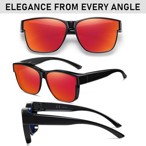 Image of GEGURI Polarized Sunglasses Fit Over Glasses for Men Women, Oversized Square Sun Glasses UV400 Protection Shades