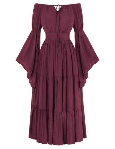 Scarlett darkess kvinnor renässans maxiklänning korsett axellös medelhög klänning, Mullbär, XXL