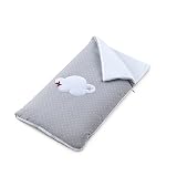 Lavable a máquina Funny Baby Codream - Saco-colcha minicuna colecho, diseño motitas nube, color gris