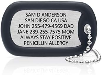 BRECK iD Etiquetas de identificación militar personalizadas para hombres, mujeres y niños, collar de alerta médica personalizada (talla única)