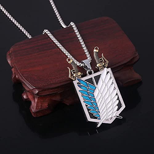 Funboat Aot Wings Of Freedom Pendant Necklace - Anime Shingeki No Kyojin Legion Badge Chain - Cosplay Gifts For Kids Girls Teens Women Men #TOP6