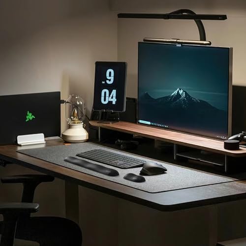 Image of UnivoColors Design-Wave Set of Wrist Rest,Artificial Sheepskin+Memory Foam+Ergonomic+Anti-Slip Gel, Resilience Support During Work and Gaming,Keyboard Accessory,Navy