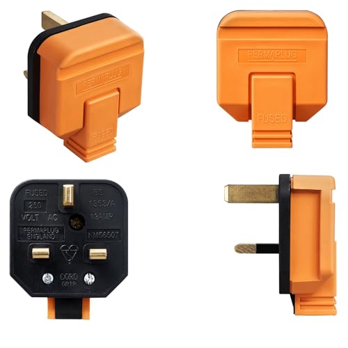Masterplug Orange Rubber Plug Top Heavy Duty Permaplug 13 Amp Fused 3 Pin Plug HDPT13O