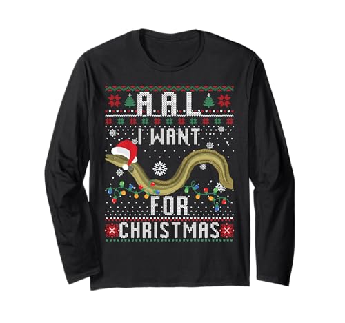 Aal I Want for Christmas I Angler Ugly Christmas Sweater Langarmshirt