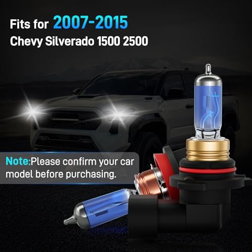 XFLHEHD Fits for 2007-2015 Chevy Silverado 1500 2500 Halogen Headlight Bulbs Combo, Ultra Bright 5000K White High Low Beam Headlight Bulbs, Plug and Play, 4 Pack by XFLHEHD - Image 2