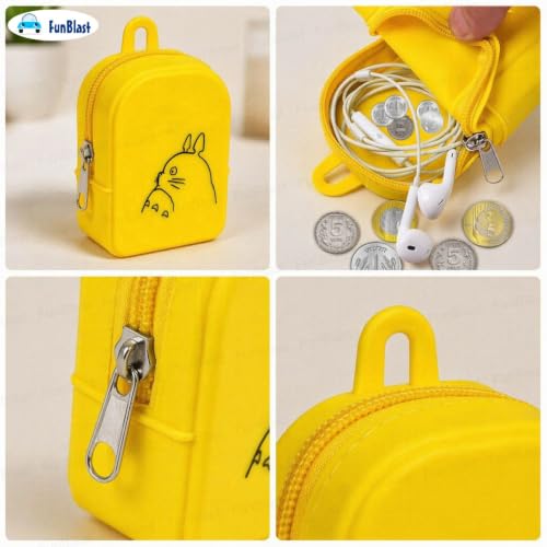 Image of FunBlast Cute Cat Shape Silicone Coin Purse for Kids & Adults - Mini Pouch for Coins, Earphones, Keys & Small Essentials, Aesthetic Pouches for Girls & Women - 10 X 7 X 4 Cm (Cat-Yellow)