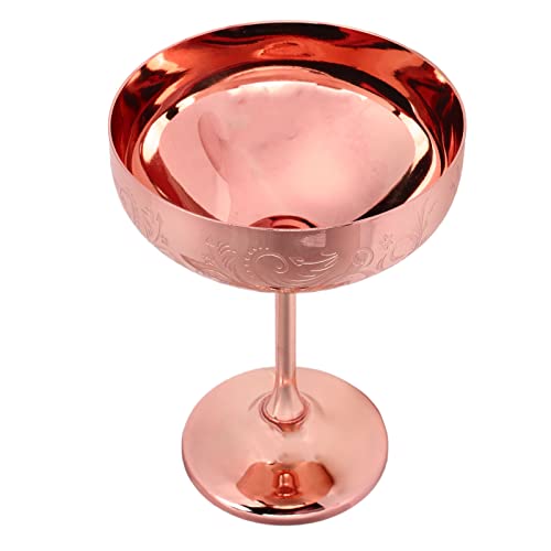 Nikou Verre à Champagne en Acier Inoxydable, Coupe à Glace Bol à Crème Glacée Coupes à Dessert Vin Rouge Gravée Décorative, 17 cm de Haut, Pour les Restaurants, les Familles et les Fêtes