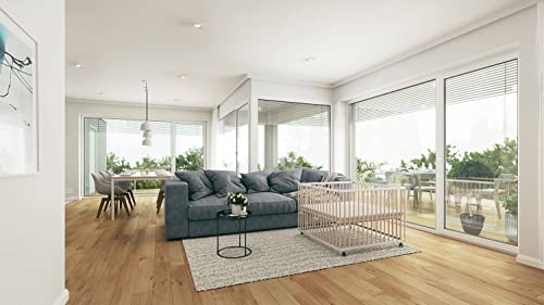 Sämann Laufgitter 75x100 cm mit Einlage - TÜV geprüft - stufenlos höhenverstellbar Laufstall Baby Buche weiß/natur - Waldfreunde
