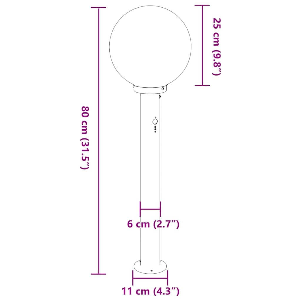Lampadari con sensore in acciaio inox, 3 pezzi, altezza 80 cm, grado di protezione IP44, per giardino, terrazza, esterno, con diffusore e sensore di movimento per un'illuminazione efficiente e