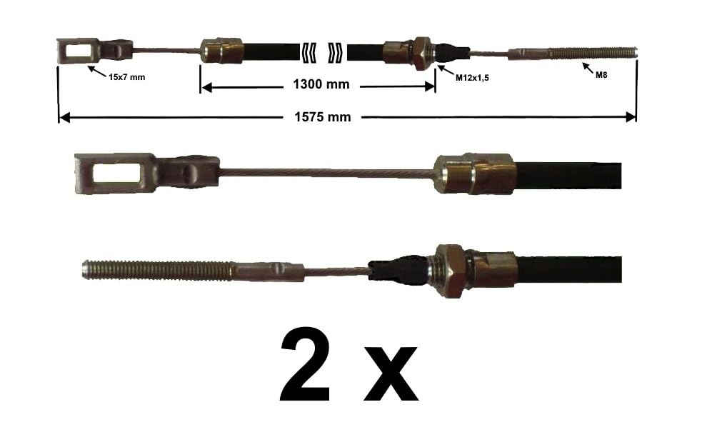 2 câbles de frein pour Peitz S234R - R234/76 - Hauteur : 1 300 mm - Longueur : 1 575 mm