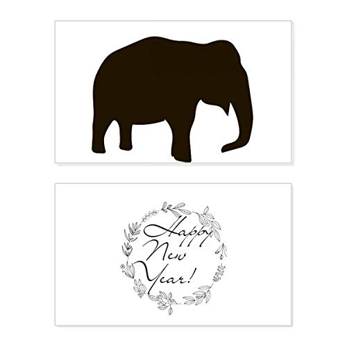Tarjeta conmemorativa de año nuevo: papelería de diseño con elefante negro para felicitaciones
