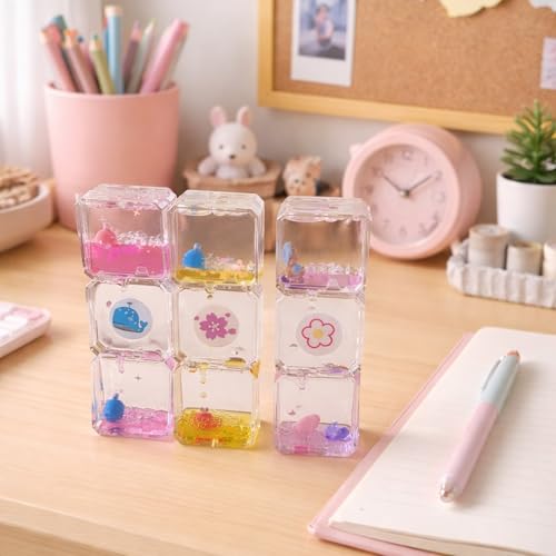 Image of Acrylic Liquid Motion Desk Decor | Stress Relief Sensory Toy | Clear Floating Space Blocks | Tabletop Decorative Showpiece for Office, Home & Gifting