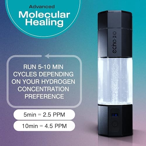 Echo Go+ Hydrogen Water Bottle - Water Ionizer Up to 4.5PPM - SPE & PEM Hydrogen Water Generator - Alternative to Hydrogen Water Pitcher - Black Hydrogenated Water Bottle - Image 8