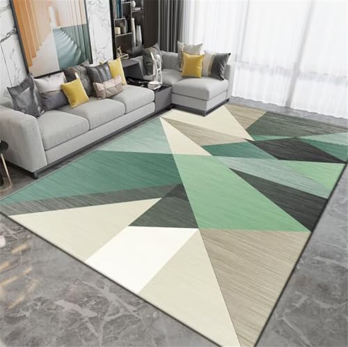 Tapis salon lavable 200x300 vert tapis géométrique moderne - 2