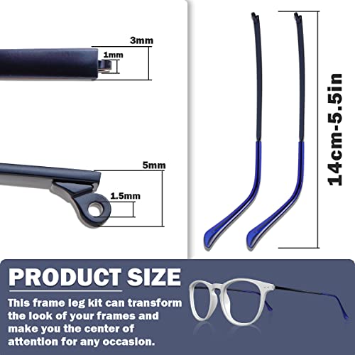 1 Pair Metal Eyeglass Replacement Arm, Eyewear Frame Temple Replacement Universal Sunglasses Arm Legs Replacement for Thin Metal Glasses, Sunglasses(Blue)