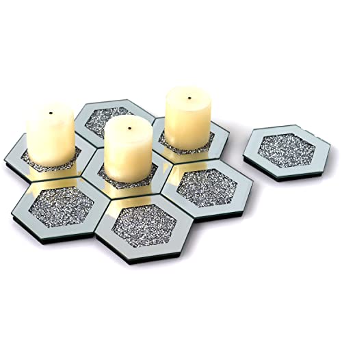 Gimorrto Handmade 8-Piece Hexagonal Glass Diamond Coasters Set, Stylish And Durable Solution For Protecting Your Furniture #TOP3
