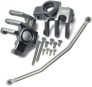 Axial 1/10 RBX10 Ryft 4WD Rock Bouncer AXI03005 Upgrade Parts Aluminum Front Knuckle Arm With Steering Rod - 13Pc Set Gray Silver